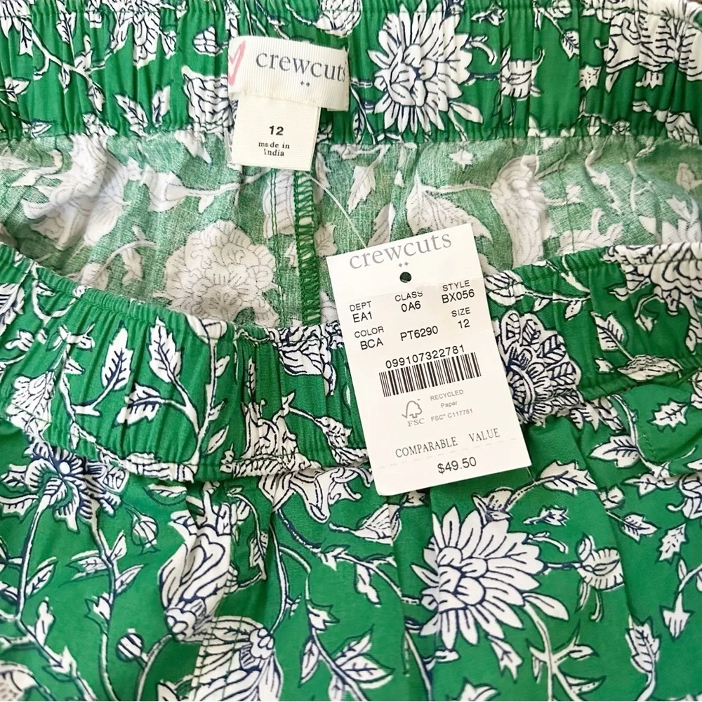 NWT CREWCUTS Green Floral Ruffle Pocket Shorts Girls 12 - Picture 7 of 7